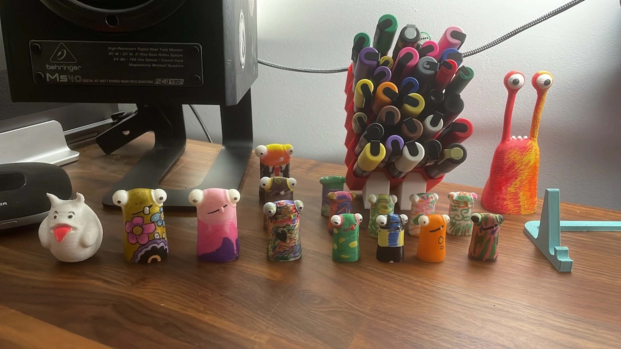 Collection of Clyde figures on desk
