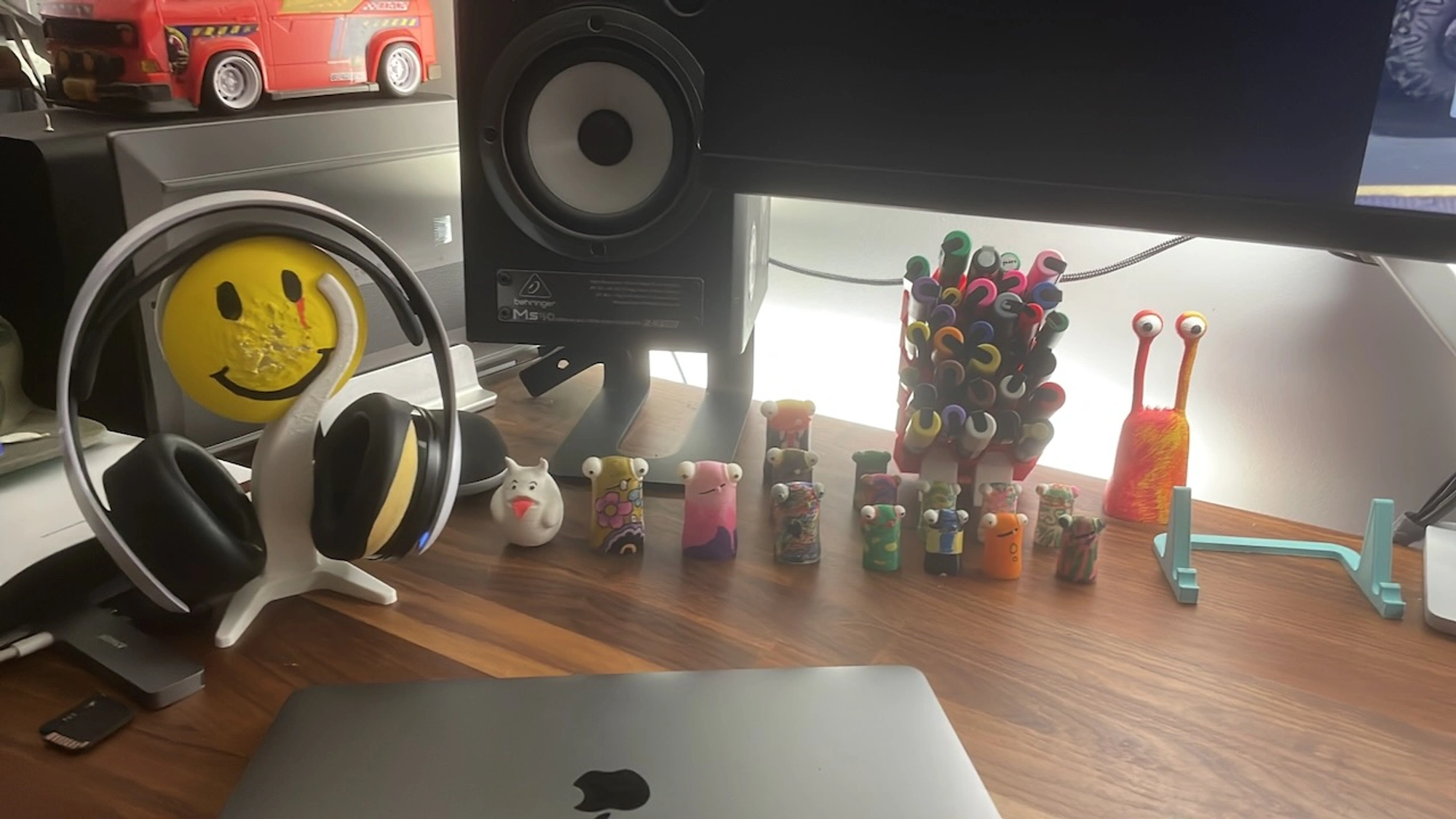 Clyde figures on desk setup