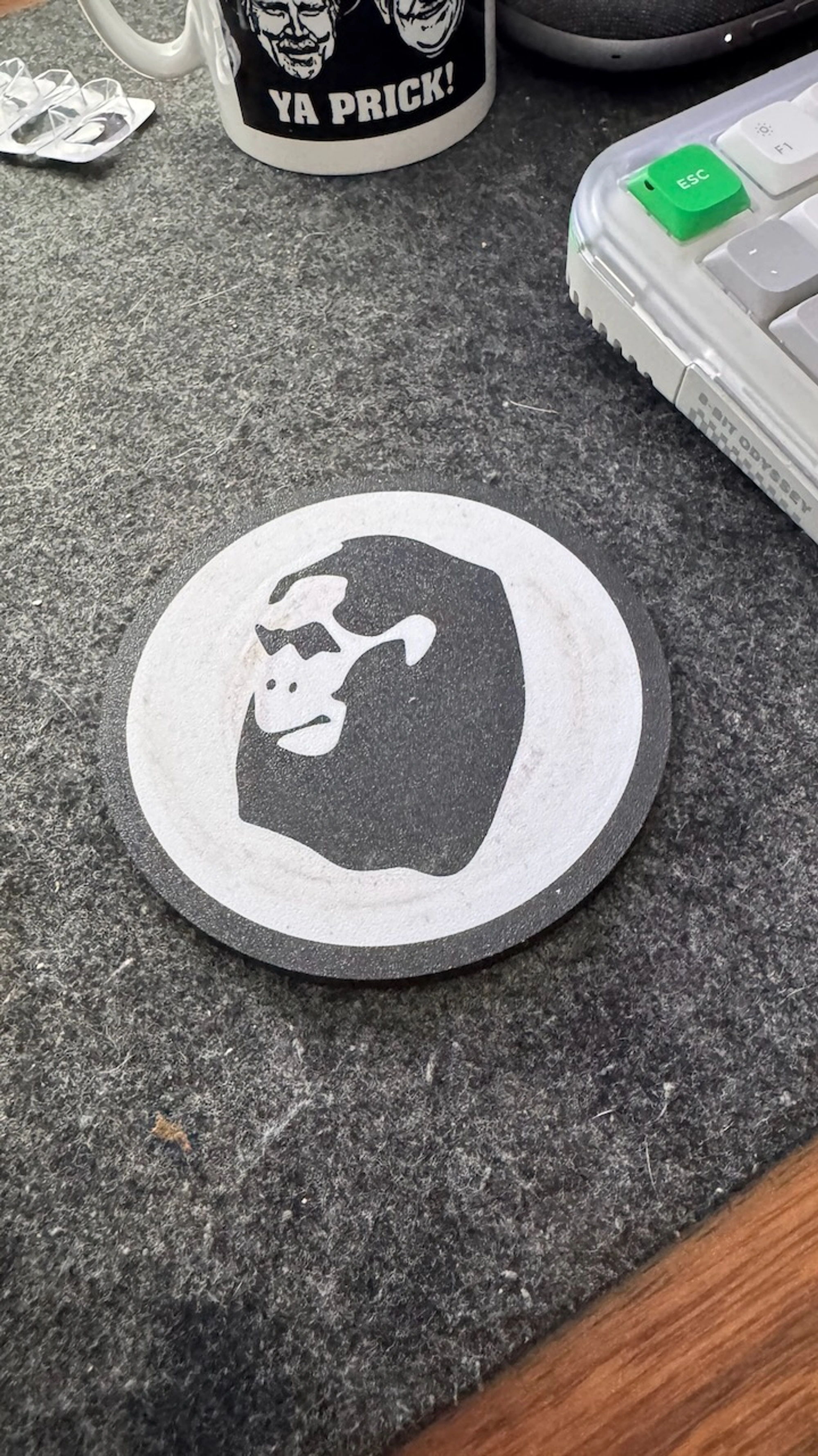 3D printed monkey logo coaster