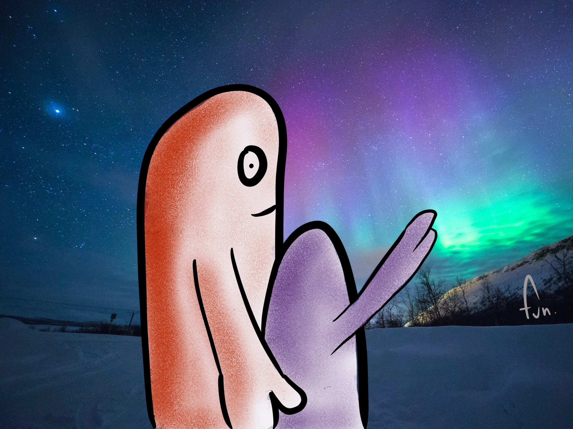 Illustration of the Northern Lights over Scotland