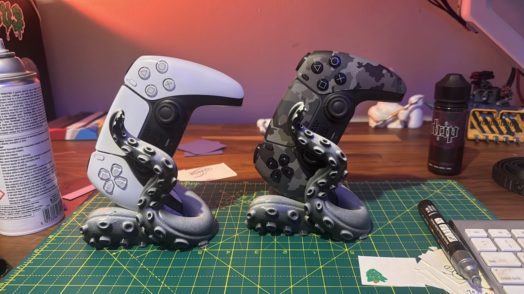3D printed tentacle controller stands for PS5