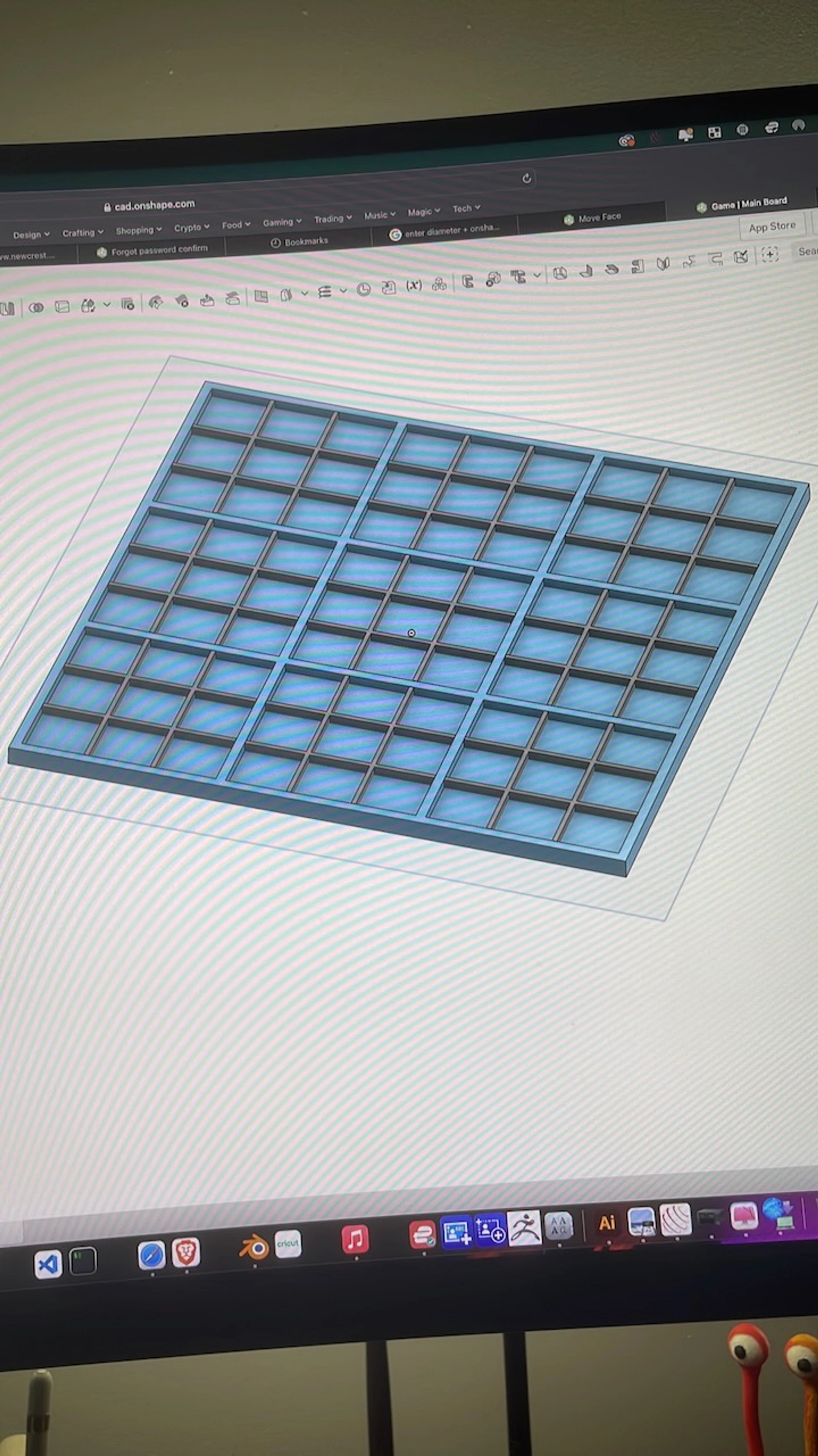Tic tac toe CAD design in Onshape