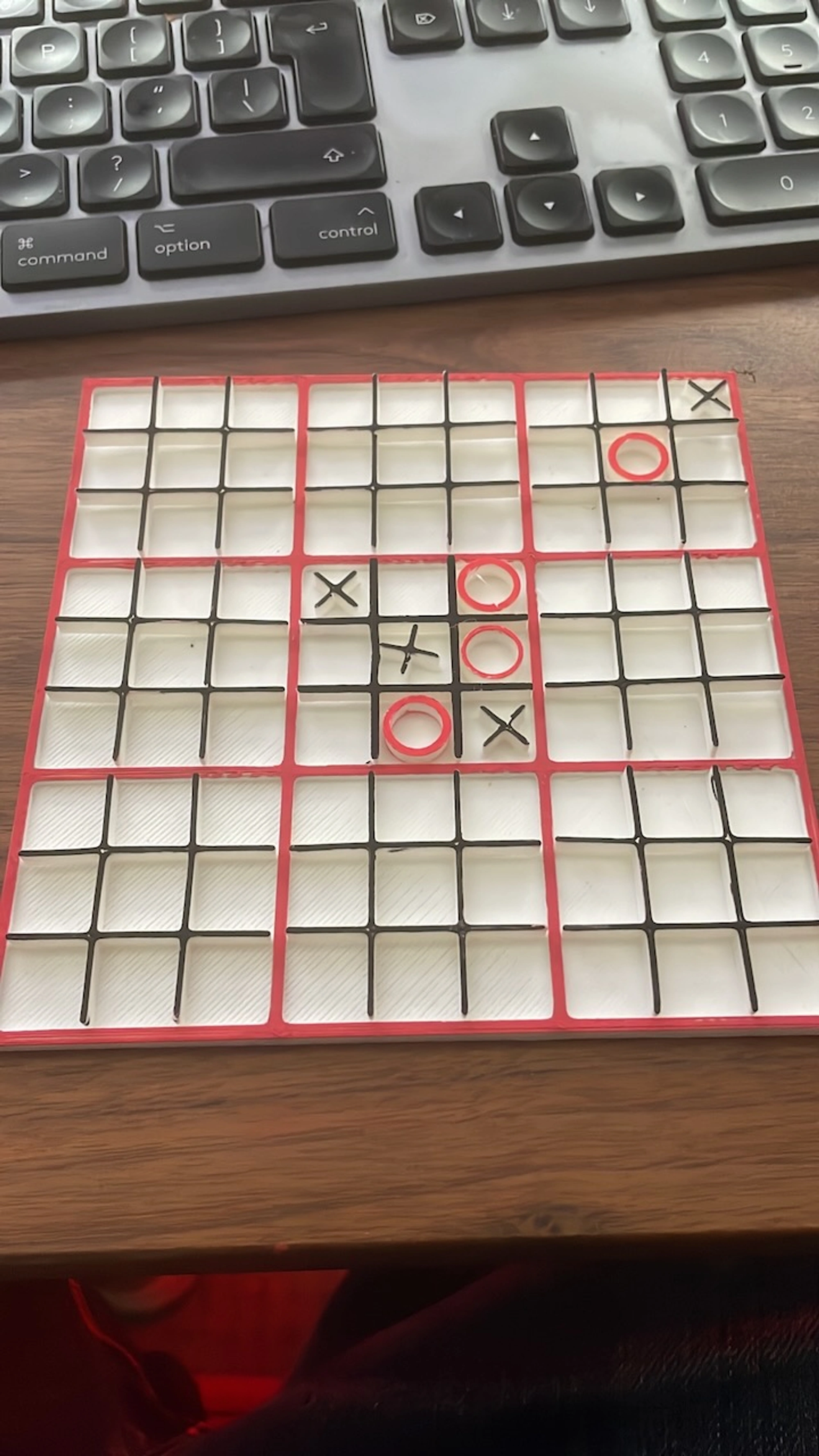 3D printed tic tac toe game board red variant